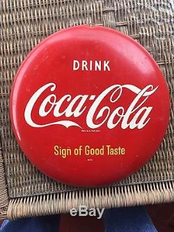 Original Authentic Coca-Cola Antique Advertising Button Sign B 12 Size