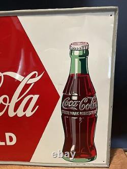 Original & Authentic'' Drink Coca Cola'' Painted Metal Sign 20x28 Inch Nice