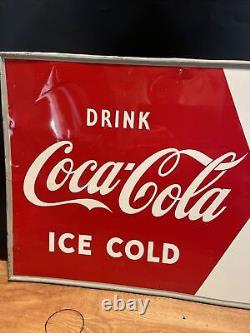 Original & Authentic'' Drink Coca Cola'' Painted Metal Sign 20x28 Inch Nice