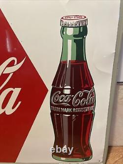 Original & Authentic'' Drink Coca Cola'' Painted Metal Sign 20x28 Inch Nice