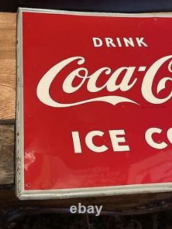 Original & Authentic'' Drink Coca Cola'' Painted Metal Sign 20x28 Inch Nice