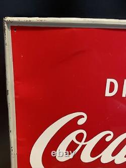 Original & Authentic'' Drink Coca Cola'' Painted Metal Sign 20x28 Inch Nice