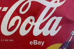 Original Authentic Vintage tin Drink Coca-Cola painted sign dated July, 1949