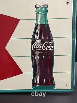 Original & Authentic''coca Cola'' Painted Metal Sign 32x12 Inch Fish Tail