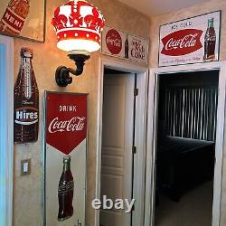 Original & Authentic''coca Cola'' Painted Metal Sign 54x18 Inch Yellow Dot