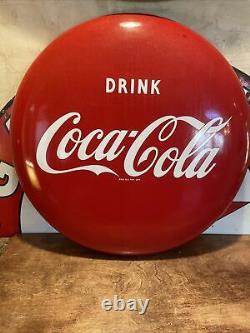 Original & Authentic''coca-cola'' Soda Button Porcelain Sign 24 Inch