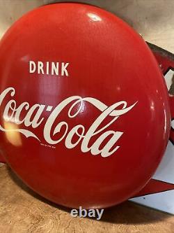 Original & Authentic''coca-cola'' Soda Button Porcelain Sign 24 Inch
