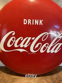 Original & Authentic''coca-cola'' Soda Button Porcelain Sign 24 Inch