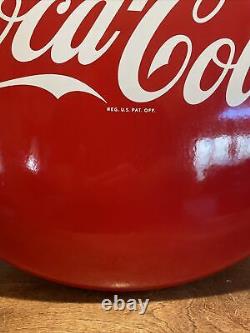 Original & Authentic''coca-cola'' Soda Button Porcelain Sign 24 Inch