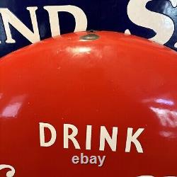 Original & Authentic''drink Coca-cola In Bottles' Button Porcelain Sign 24 Inch