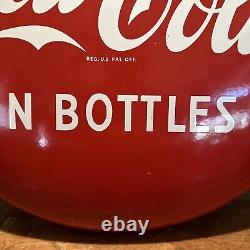 Original & Authentic''drink Coca-cola In Bottles' Button Porcelain Sign 24 Inch