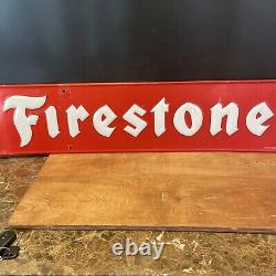 Original & Authentic''firestone Tires'' Metal Sign 48x9.5 Inch Made In USA