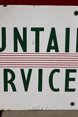 Original COCA COLA FOUNTAIN SERVICE PORCELAIN SIGN 1950's Vintage Advertising