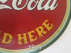 Original Coca Cola 1933 ICE COLD COCA COLA SOLD HERE Sign 19 5/8 diameter