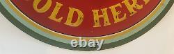 Original Coca Cola 1933 ICE COLD COCA COLA SOLD HERE Sign 19 5/8 diameter