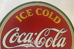 Original Coca Cola 1933 ICE COLD COCA COLA SOLD HERE Sign 19 5/8 diameter
