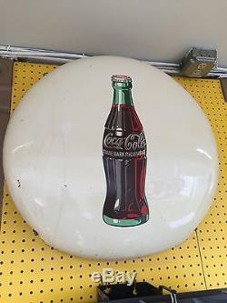 Original Coca Cola 36 White Porcelain Button 1950s Sign Vintage Coke Soda Pop