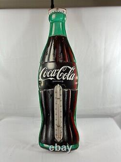 Original Coca Cola Advertising thermometer Large- 29.5 bottle-tin-rare-authenic