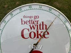 Original Coca Cola Coke 12 Dial Thermometer Sign Glass Cover CLEAN