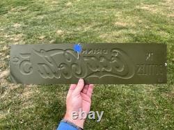 Original Coca Cola Coke Embossed Painted Metal Strip Sign