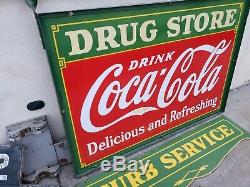 Original Coca Cola Drug Store Porcelain Sign