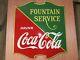 Original Coca Cola Fountain Service Porcelain Double Sided Sign