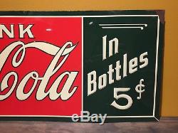 Original Coca-Cola In Bottles 5 Cent Country Store Tin Litho Sign