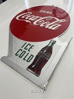 Original Coca Cola Painted Flange Sign 18x22.5 Inch A-m 8-55 Advertising
