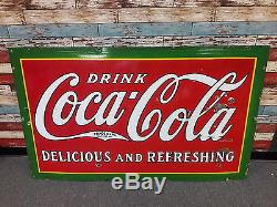 Original Coca Cola Porcelain Sign General Store Soda Pop