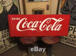Original Coca Cola Porcelain Sled Sign Soda Fountain Diner Service Station