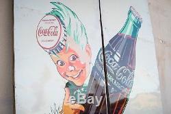 Original Coca Cola Sprite Boy Billboard Tin Sign 1950 (NEW OLD STOCK)
