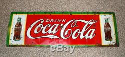 Original Coca Cola Tin Sign Double Christmas Bottle Coke Sign Advertising 1930s