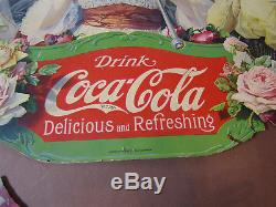 Original Coca-cola 1918 Die Cut Huge Girls With Umbrellas Festoon Amazing