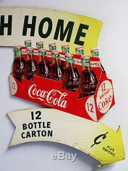 Original Doublesided Coca-Cola Cut-Out Cardboard Advertisement circa 1954