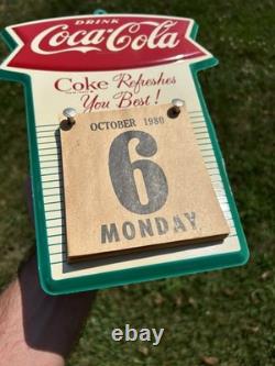 Original Drink Coca Cola Coke Fishtail Painted Metal Sign Calendar Pad NICE