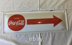 Original Early Coca Cola Arrow Porcelain Sign Spanish Tome