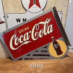 Original Flange''drink Coca-cola'' Painted Sign 20x23 Inch