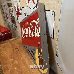 Original Flange''drink Coca-cola'' Painted Sign 20x23 Inch