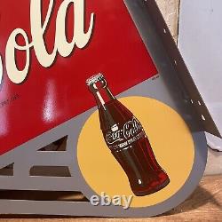 Original Flange''drink Coca-cola'' Painted Sign 20x23 Inch