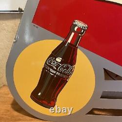 Original Flange''drink Coca-cola'' Painted Sign 20x23 Inch