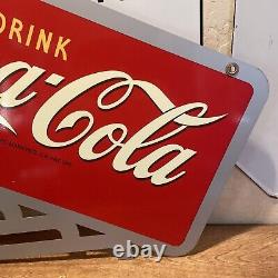 Original Flange''drink Coca-cola'' Painted Sign 20x23 Inch