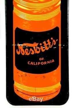 Original Large 1940's Nesbitt's Orange Soda Pop Gas Station 45 Metal Sign