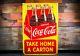 Original Large Coca Cola Six Pack Tin Sign