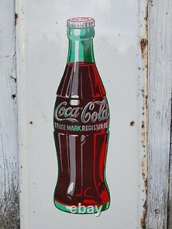 Original Metal 1954 Coca Cola Pilaster Sign, 40x16 Inches