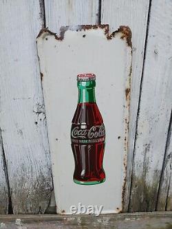 Original Metal 1954 Coca Cola Pilaster Sign, 40x16 Inches