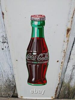 Original Metal 1954 Coca Cola Pilaster Sign, 40x16 Inches