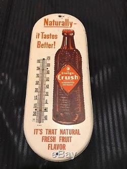 Original Orange Crush porcelain thermometer sign 6 x 15 soda advertising coke