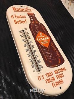 Original Orange Crush porcelain thermometer sign 6 x 15 soda advertising coke