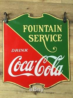 Original Porcelain 1941 Fountain Service Coca Cola Sign