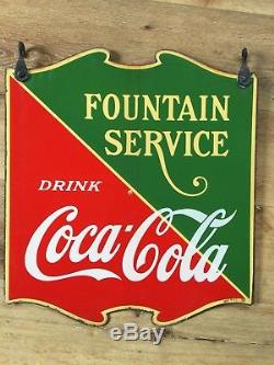 Original Porcelain 1941 Fountain Service Coca Cola Sign